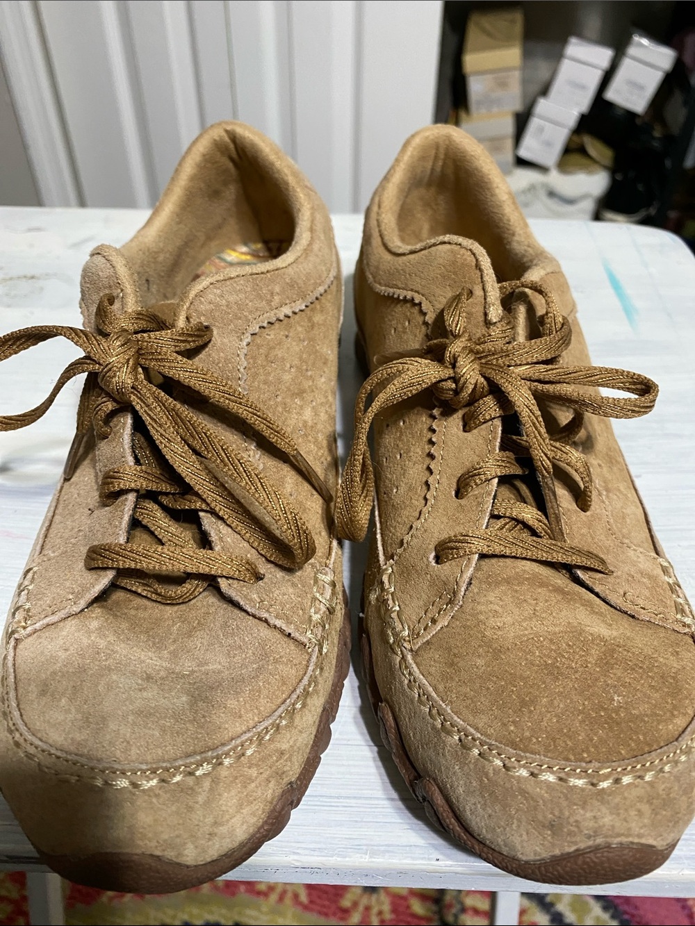 Skechers Relaxed fit Tan Suede Lace Up Shoes Women’s Size 7.5 - Picture 7 of 11
